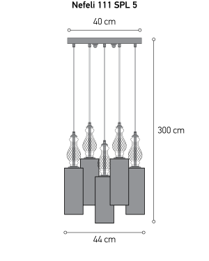 σχέδιο Nefeli 111/SPL 5 μαύρο-φιμέ κρυστάλλινο φωτιστικό οροφής κρεμαστό Φωτιστικά Οροφής-Κρεμαστά Nefeli