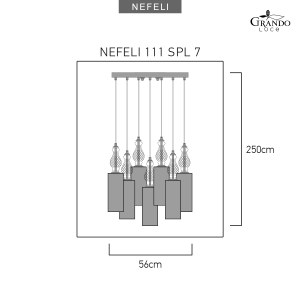 σχέδιο Nefeli 111/SPL 7 διαφανές-φιμέ κρυστάλλινο φωτιστικό οροφής κρεμαστό Φωτιστικά Οροφής-Κρεμαστά Nefeli