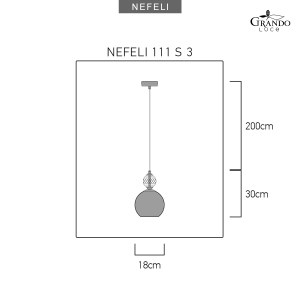 σχέδιο Nefeli 111/S 3 γραφίτης-φιμέ κρυστάλλινο φωτιστικό οροφής κρεμαστό Φωτιστικά Οροφής-Κρεμαστά Nefeli