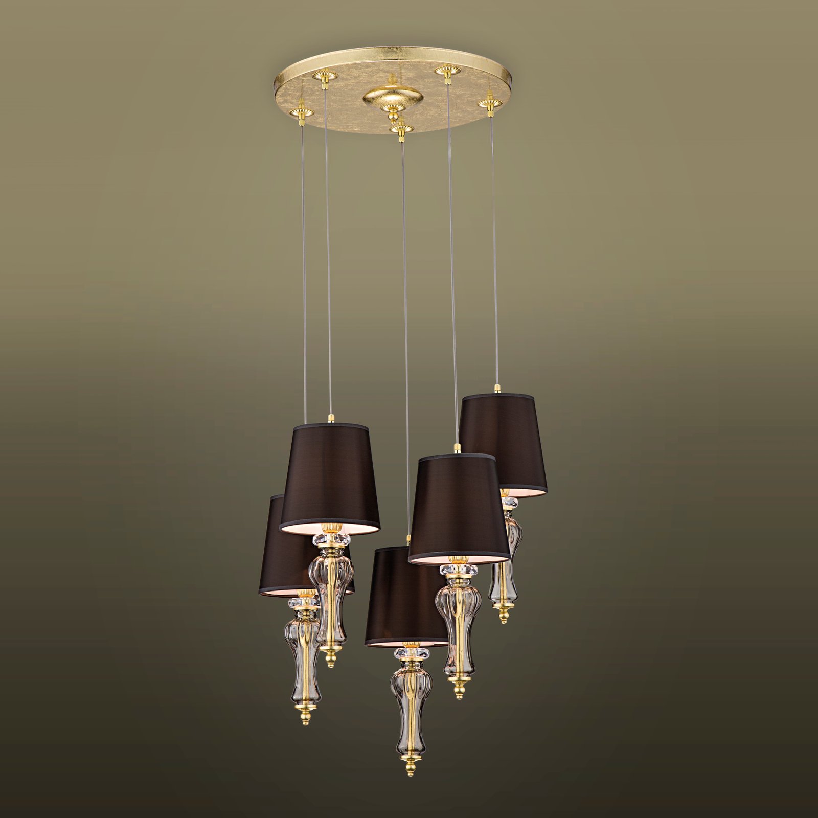 Reina 114/SPL5 φύλλο χρυσού golden teak κρυστάλλινο κρεμαστό φωτιστικό οροφής